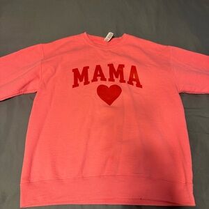 Jerzees Pink Kids Sweatshirt with Red 'Mama' Print